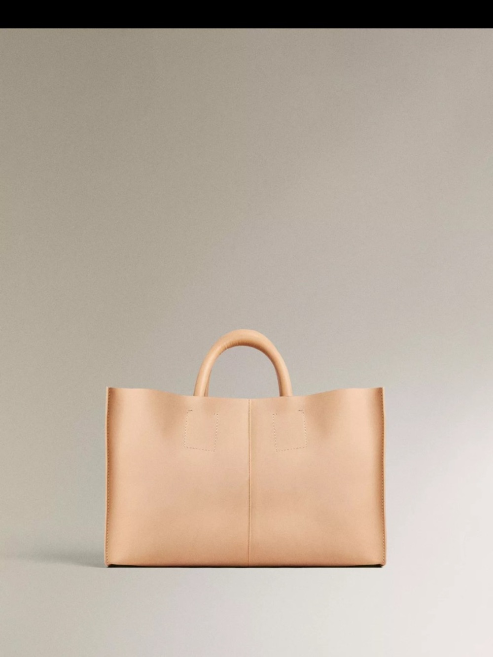 Zara Nude Leather Tote Bag